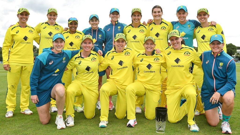 Australia with the one-day series trophy in Ireland