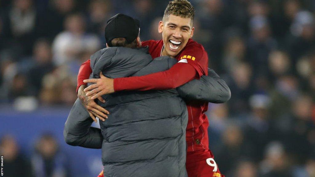 Roberto Firmino and Jurgen Klopp