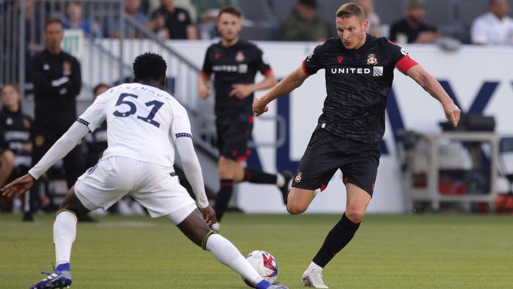 Paul Mullin of Wrexham against LA Galaxy