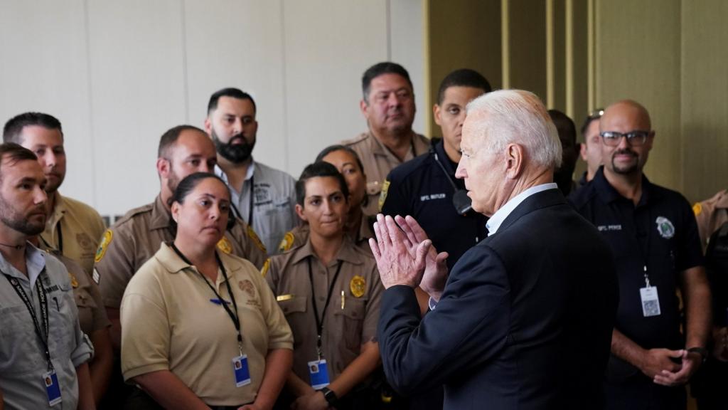 Joe Biden meets rescue crews in Florida