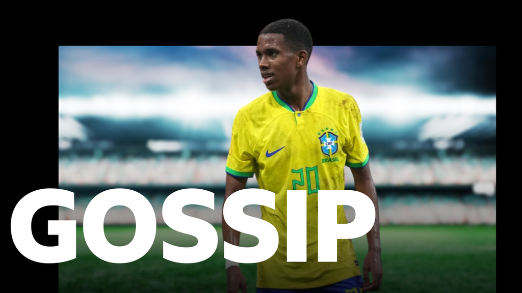 A picture of Estevao Willian on a graphic with the word Gossip