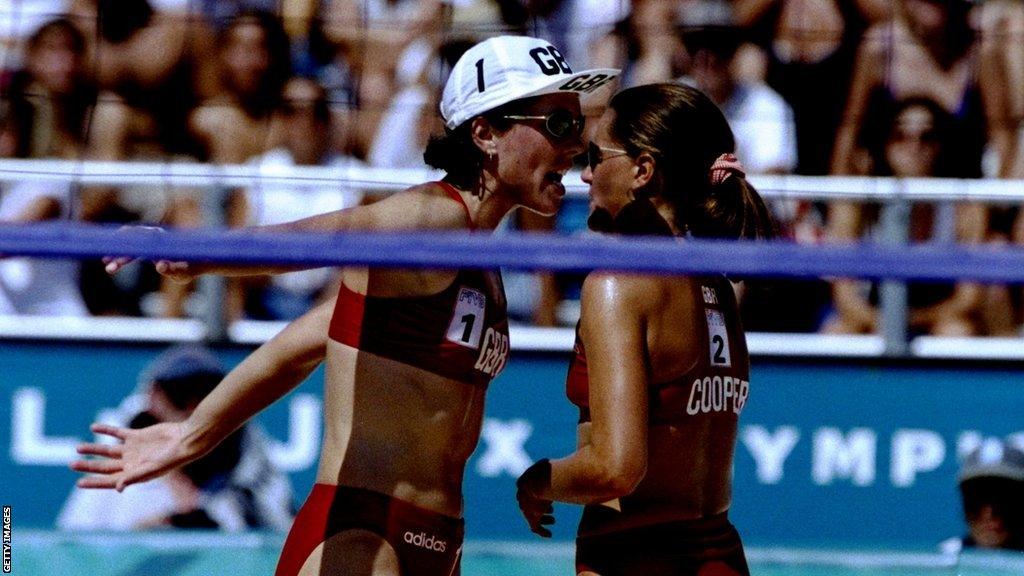 GB's Amanda Glover (left) and Audrey Cooper (right) took part in beach volleyball's Olympic debut in 1996.