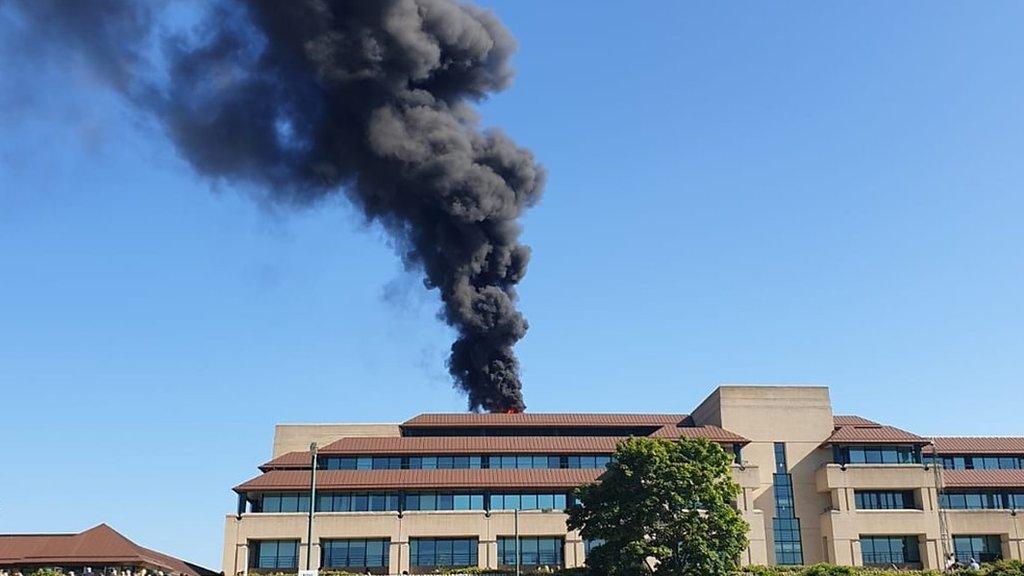 Smoke from roof of Breakspear Park building