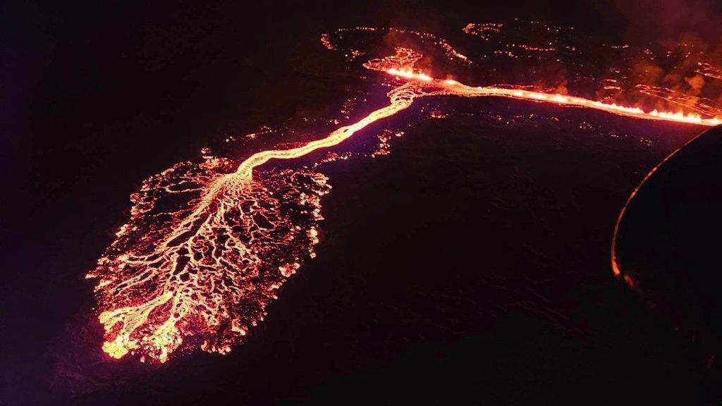 Iceland volcano seen from air