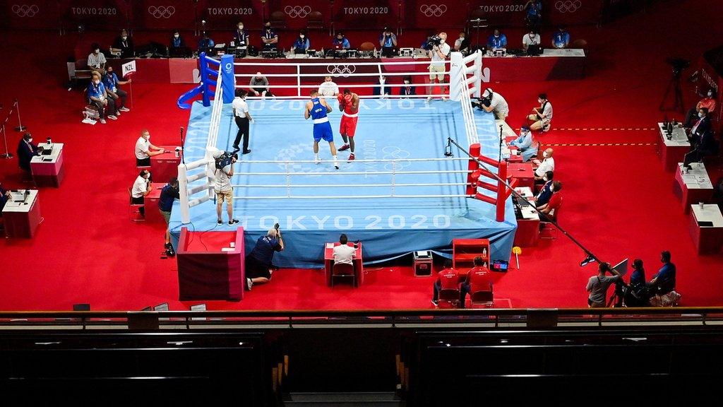 General view of boxing event at the 2020 Tokyo Olympics