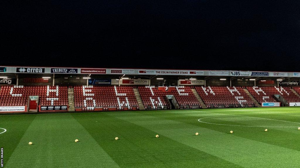 A general view inside Cheltenham Town's stadium