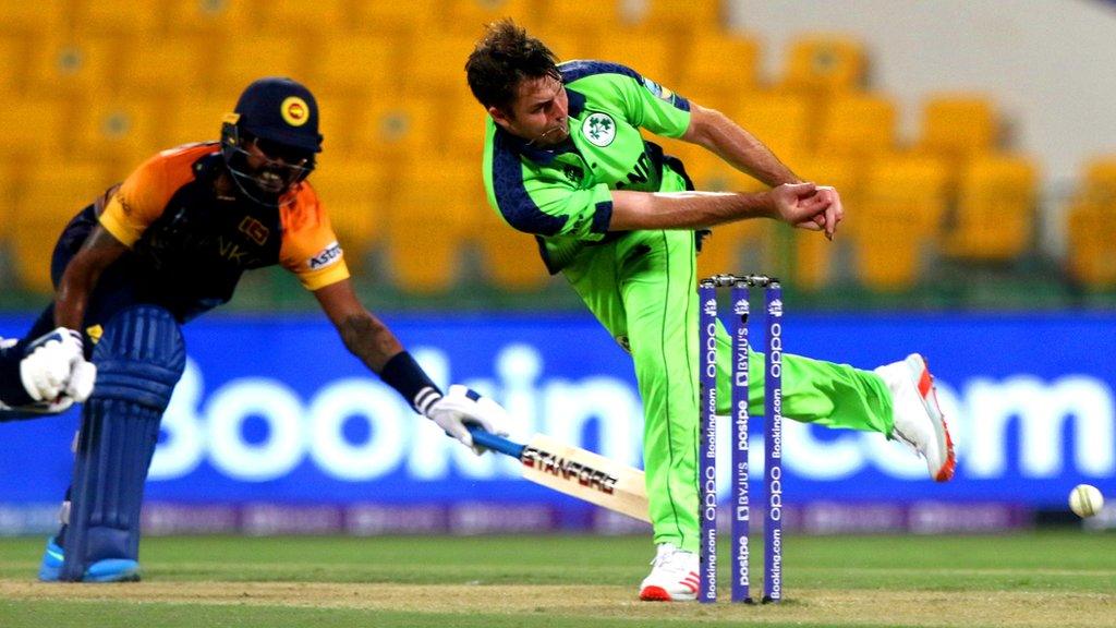 Ireland's Curtis Campher in action against Sri Lanka at the T20 World Cup in 2021