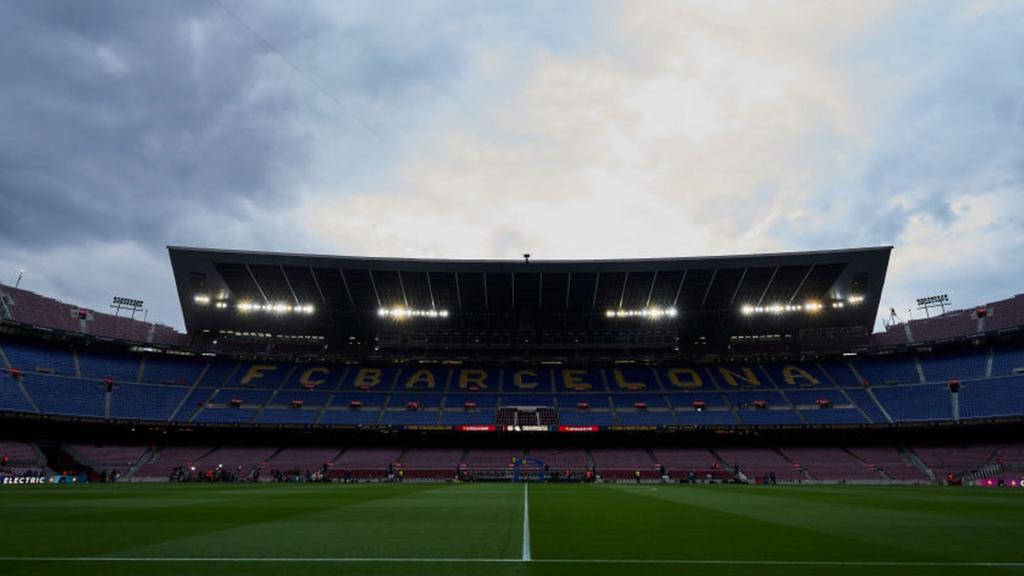 Nou Camp stadium in the sunset