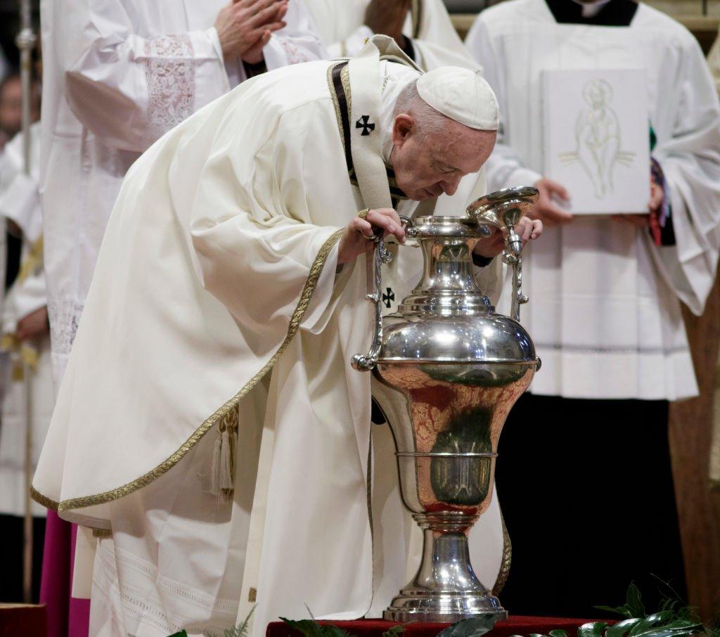 He also leads the Chrism Mass for Holy Thursday, during which the oils to be used in religious ceremonies throughout the coming year are blessed