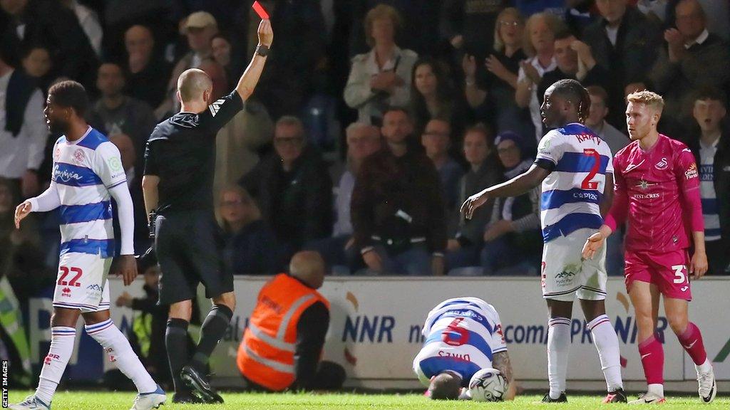 Ollie Cooper is sent off at QPR