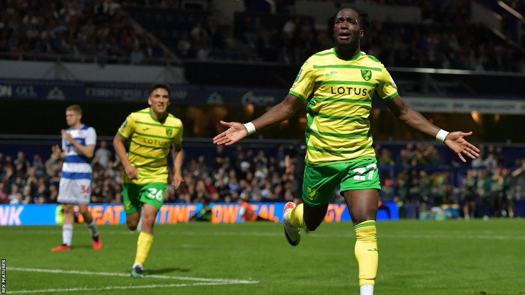 Jonathan Rowe celebrates scoring winner for Norwich