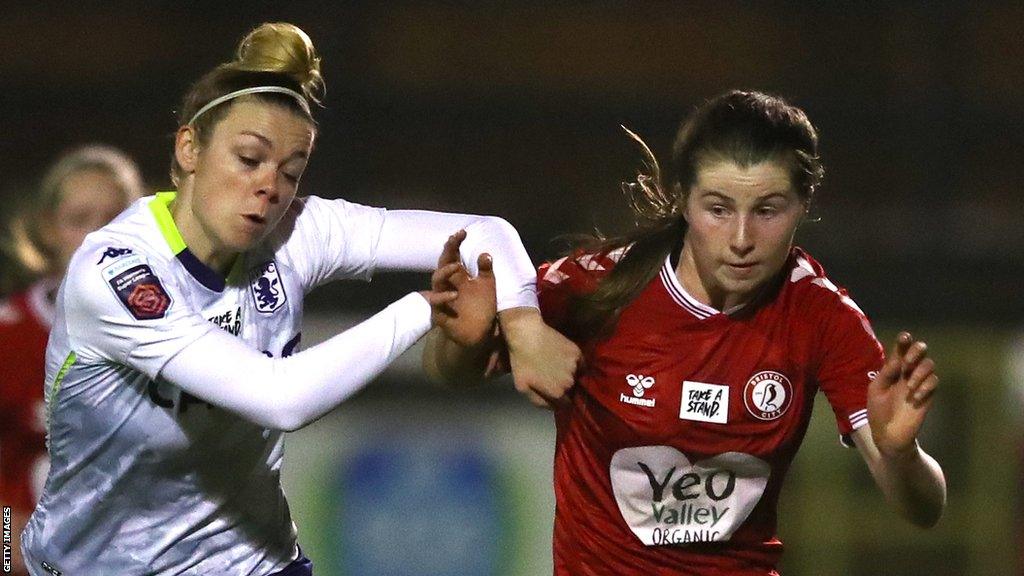 Emma Bissell (right) in action for Bristol City