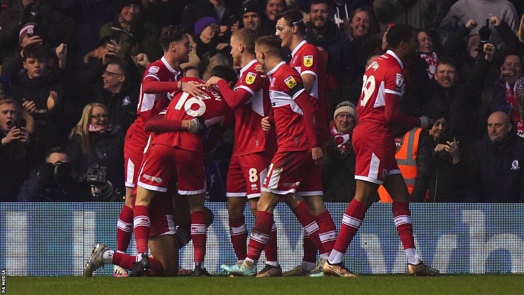 Middlesbrough celebrate a goal against Birmingham City