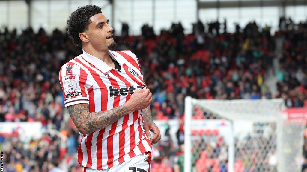 Ki-Jana Hoever of Stoke City celebrates scoring