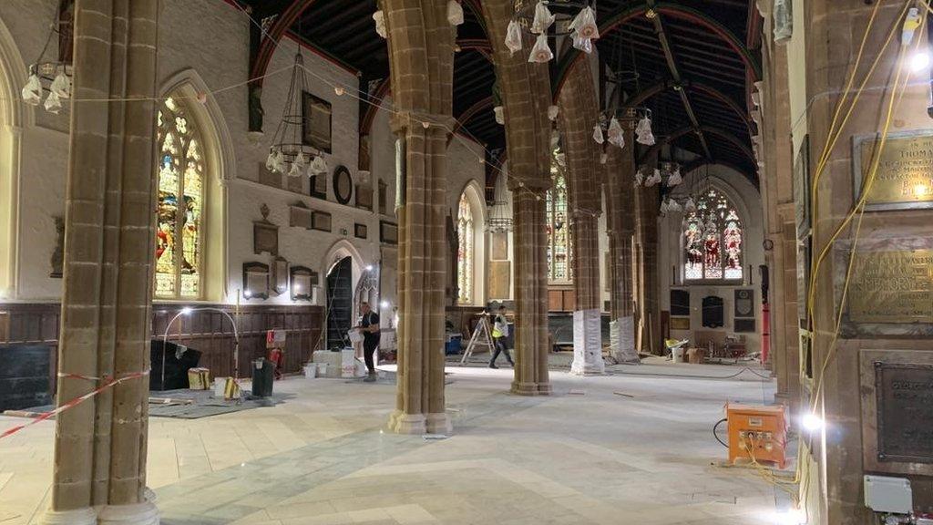 Inside Leicester Cathedral