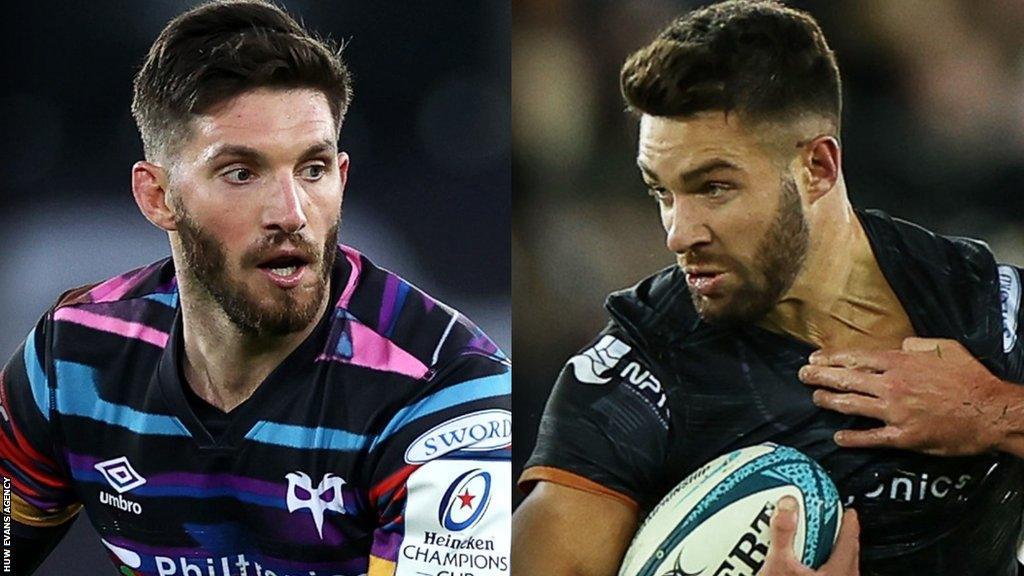 Owen Williams and Rhys Webb in action for Ospreys