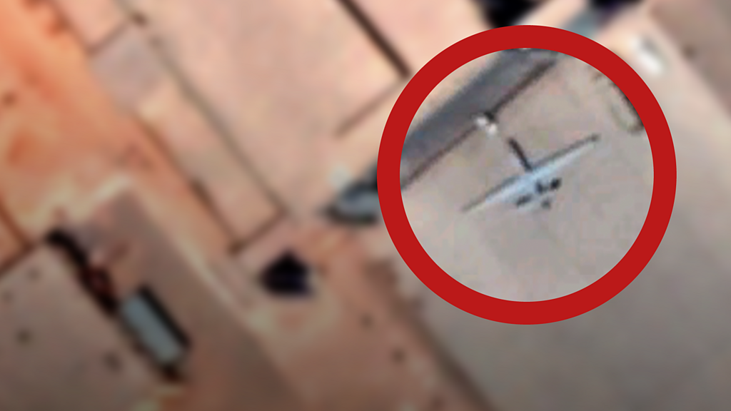 Satellite image of a drone on an airfield