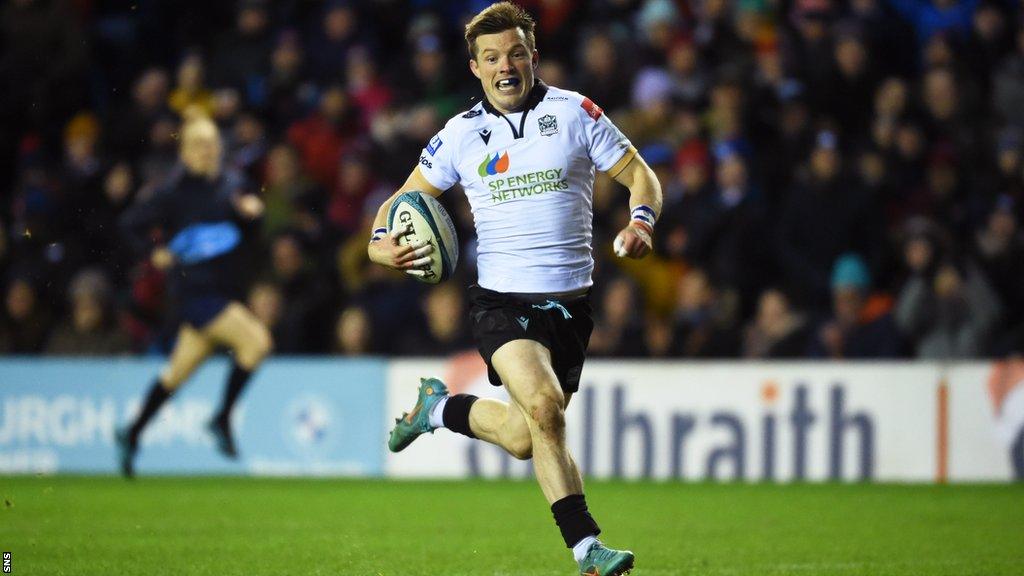 George Horne scores a try for Glasgow Warriors against Edinburgh