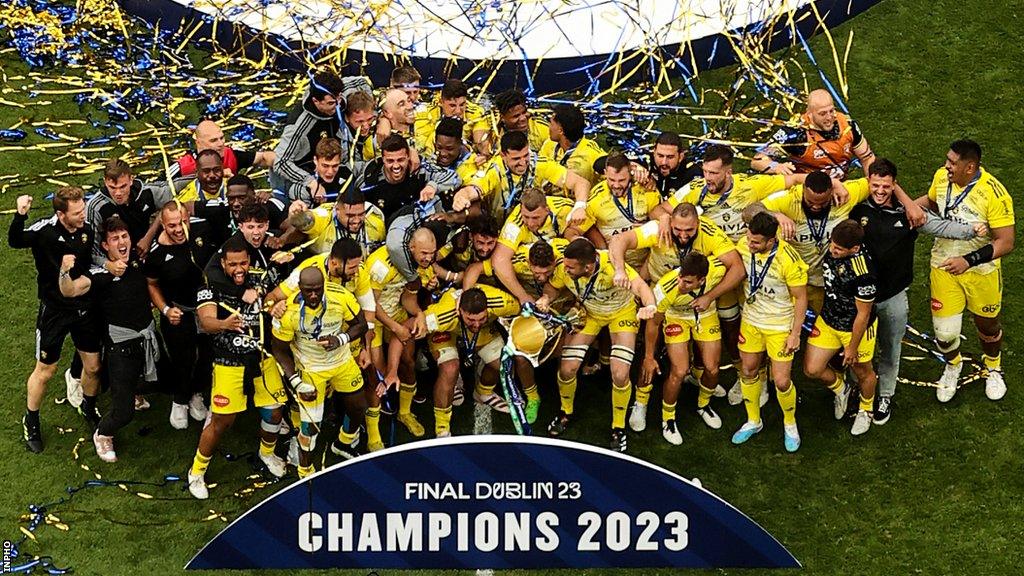 La Rochelle celebrate winning the Heineken Champions Cup for a second year in a row