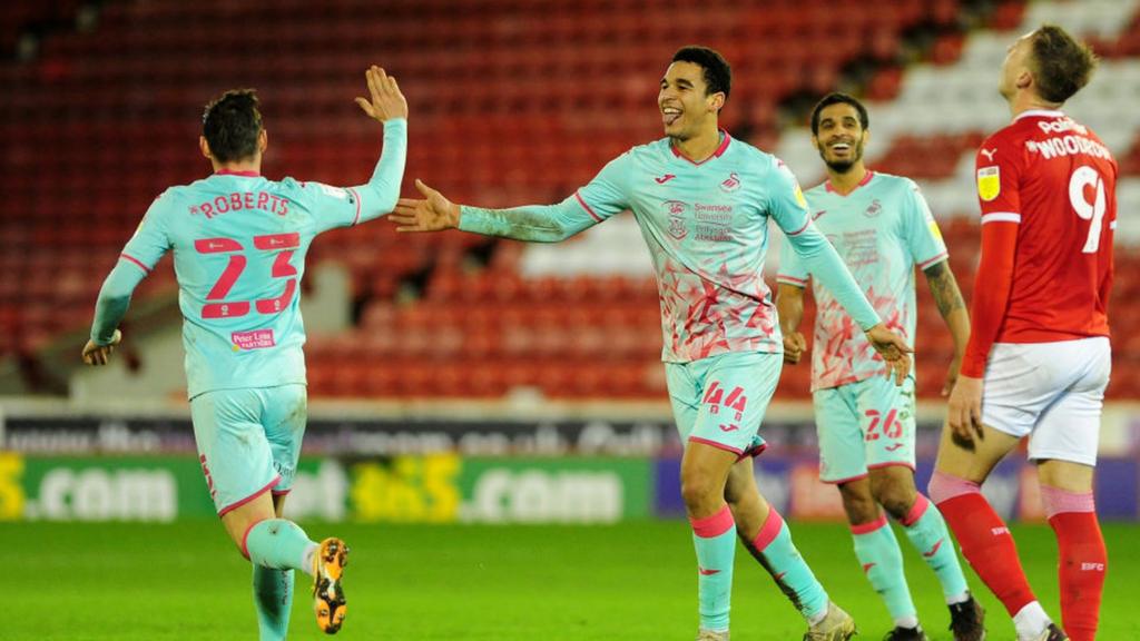 Swansea celebrate goal