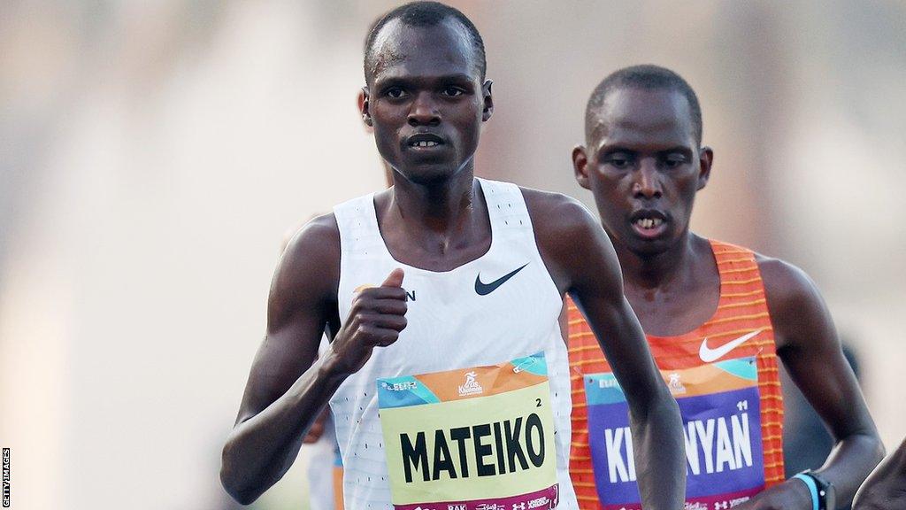 Kenya's Daniel Mateiko (left) won the men's race in Northern Ireland