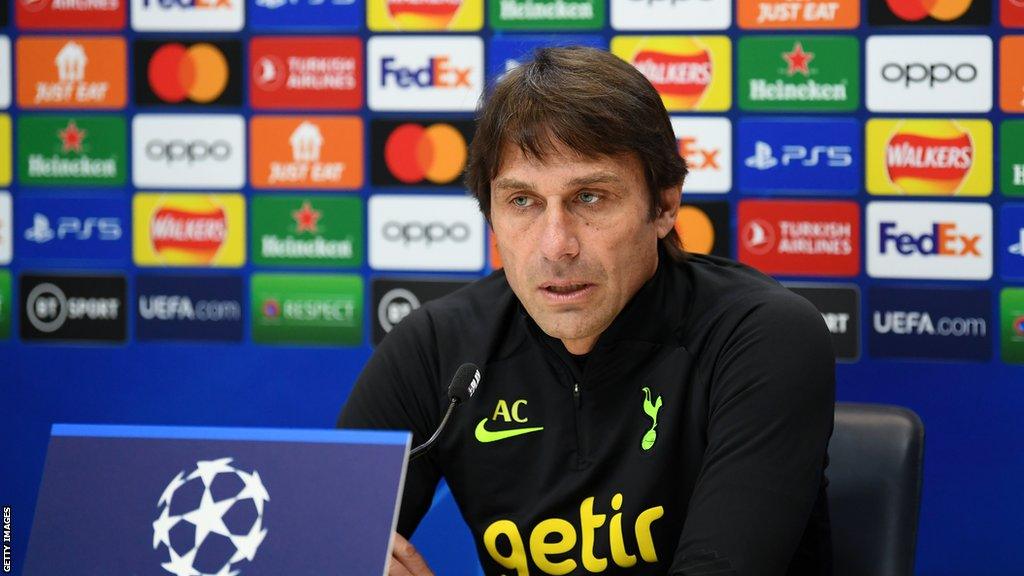 Tottenham manager Antonio Conte speaks to media