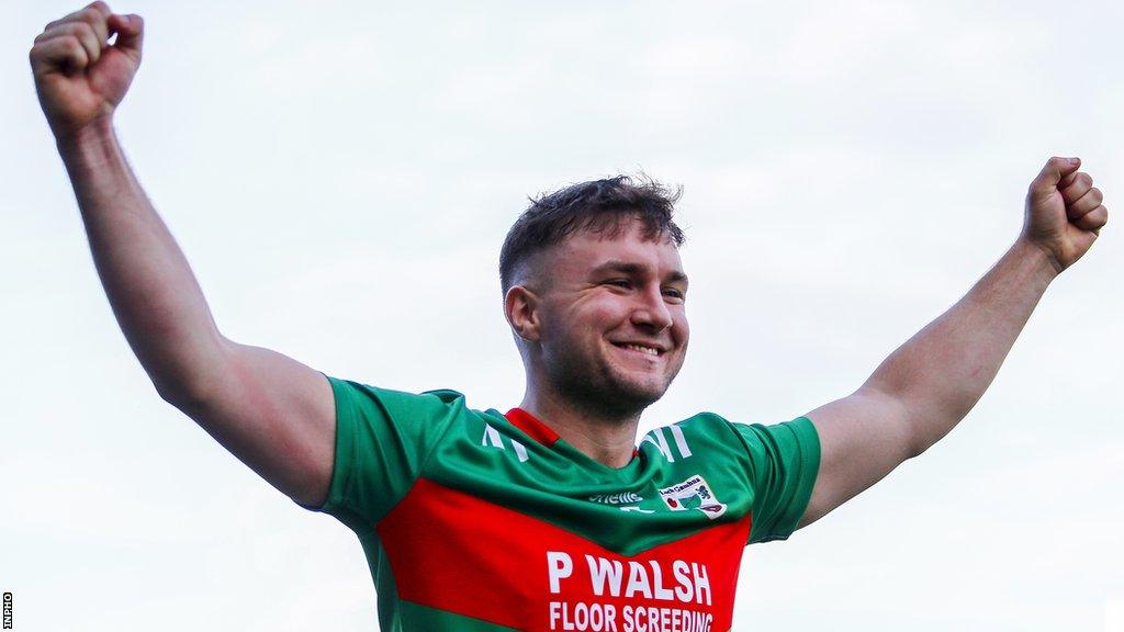 Oisin Pierson celebrates after Gowna's Cavan Final win over Kingscourt