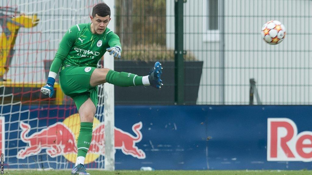 Ipswich Town goalkeeper Cieran Slicker, pictured playing for Manchester City under-19