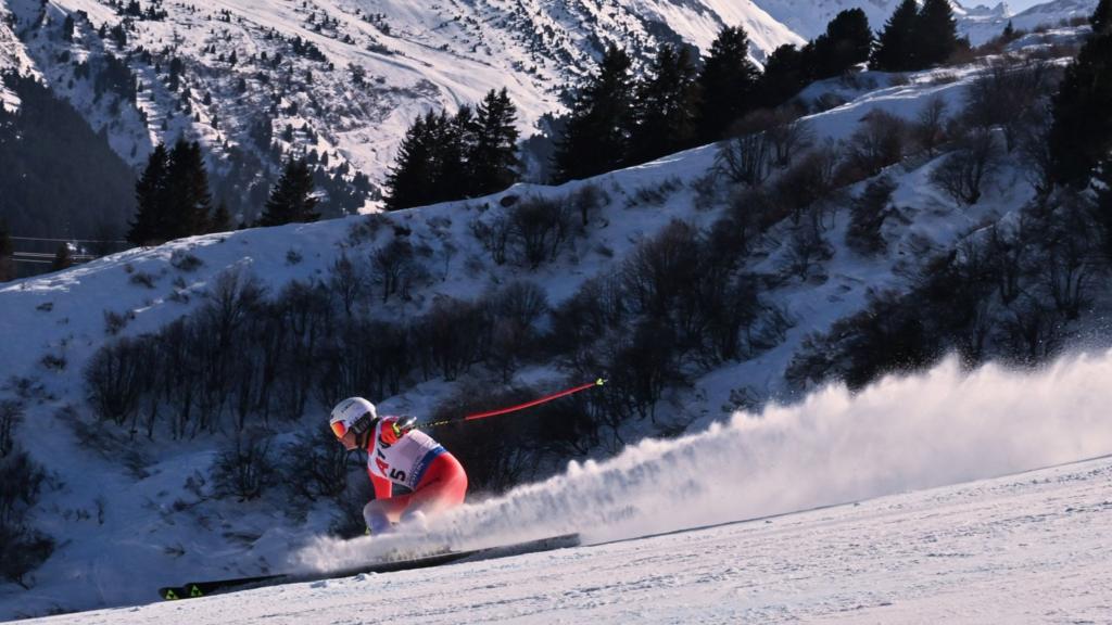 Jasmine Flury competing in women's downhill