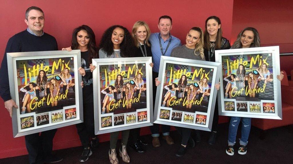 Little Mix with their Get Weird platinum awards