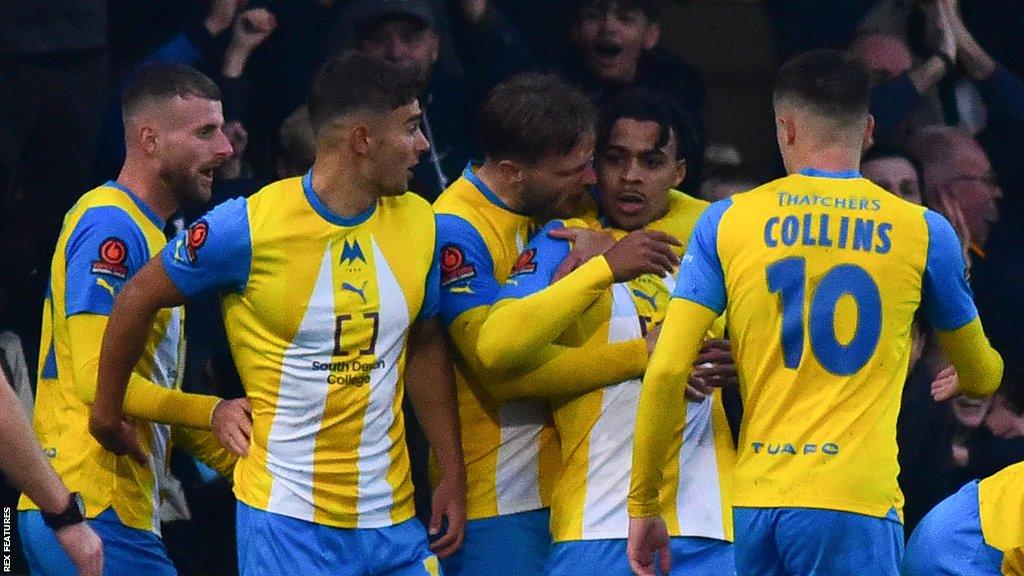 Torquay celebrate Shaun Donnellan's goal