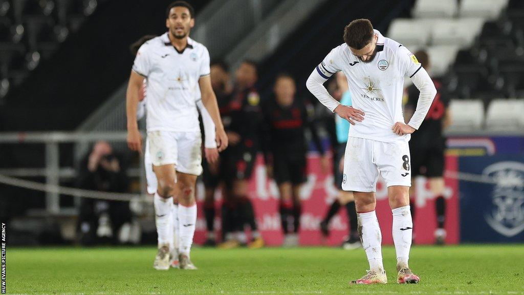 Disappointment shows following Swansea's defeat by Stoke City