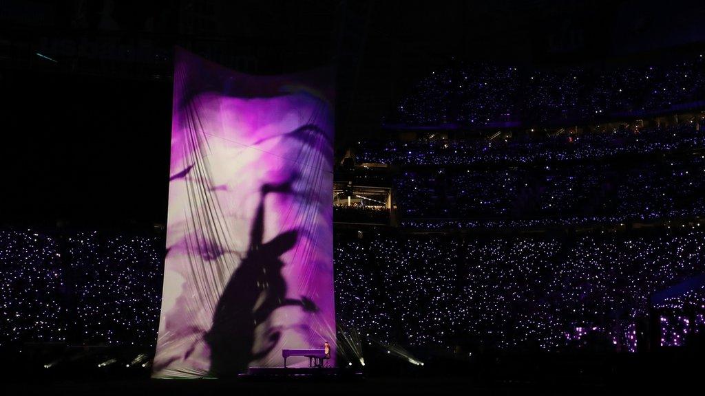 Prince images during Justin Timberlake's half time show