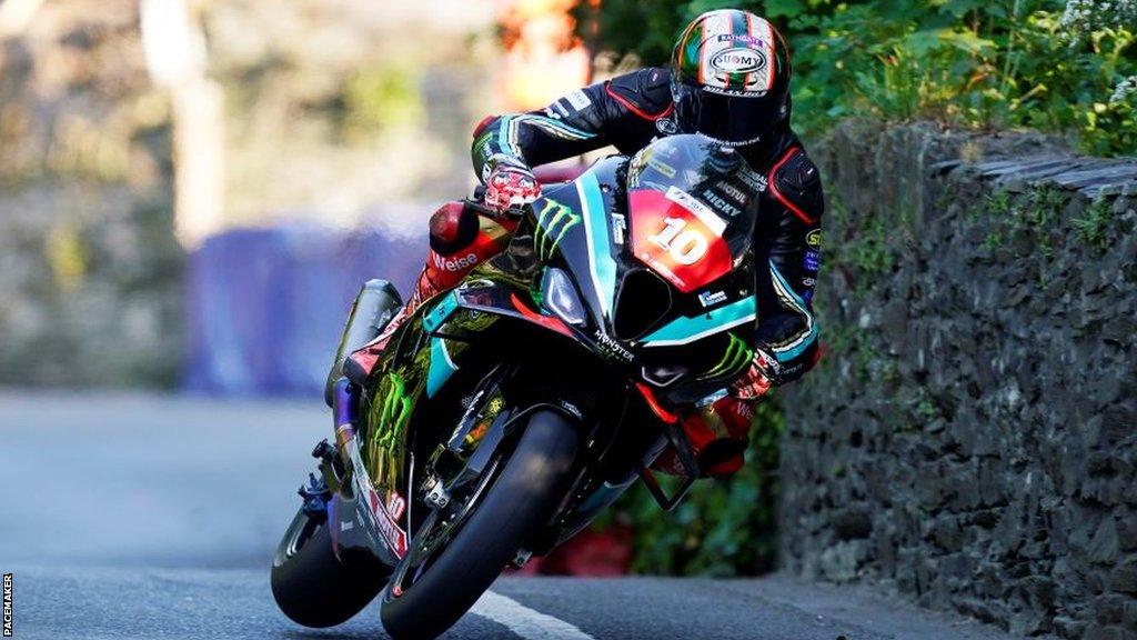 Peter Hickman in action during Monday's Superstock race