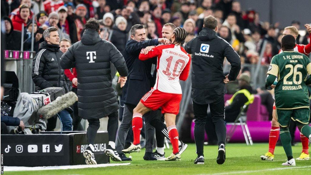 Nenad Bjelica pushes Leroy Sane in the face