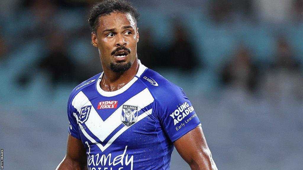 Jayden Okunbor in action for Canterbury Bulldogs