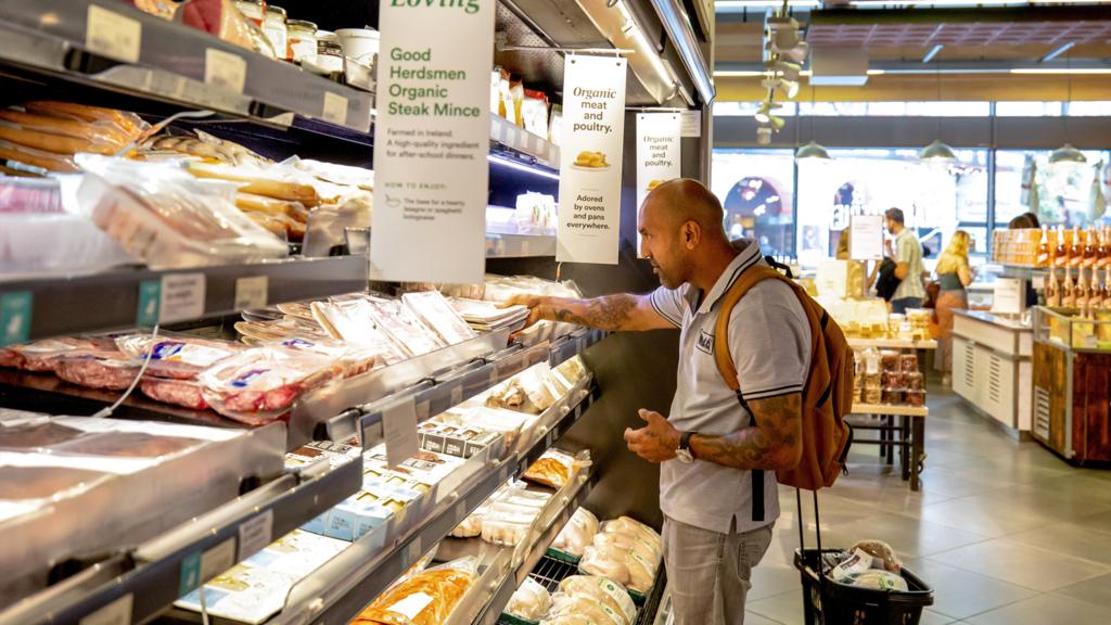 A customer in a supermarket in London