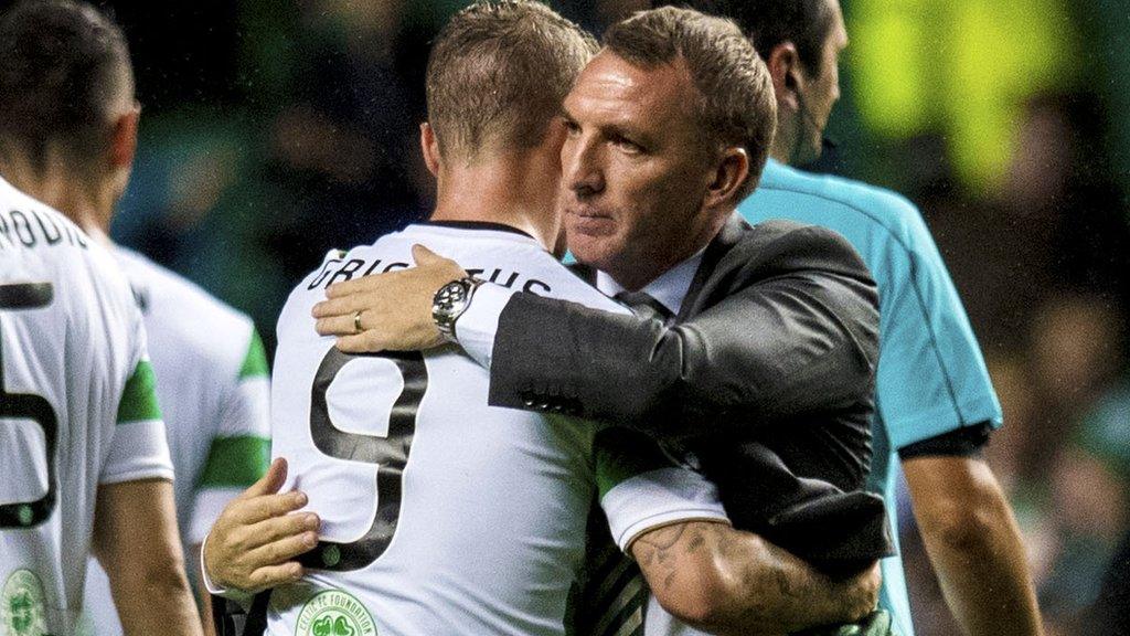 Brendan Rodgers embraces Leigh Griffiths