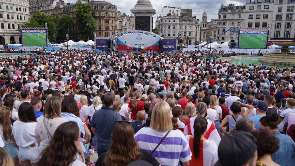 Fans celebrate England's historic win