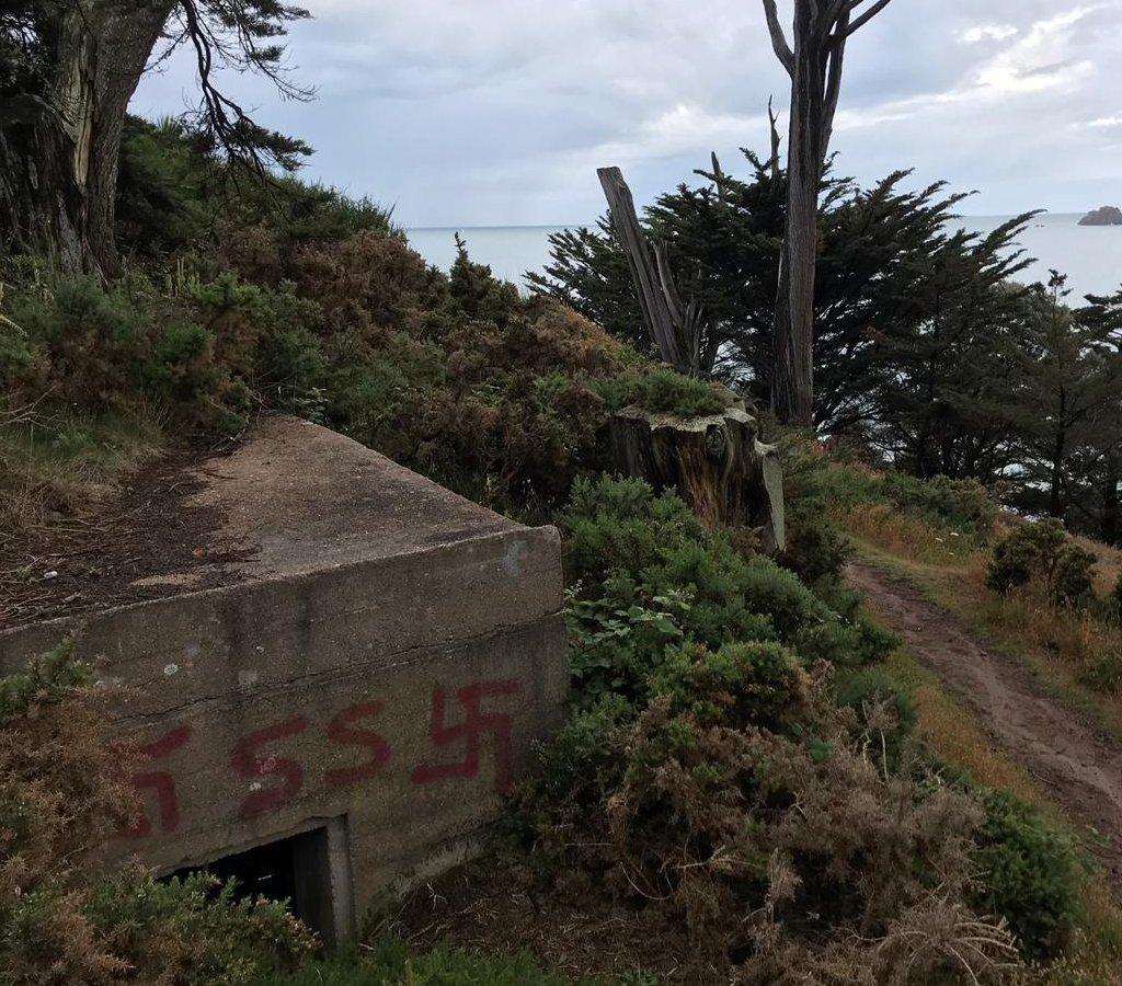 Nazi graffiti on a World War Two bunker