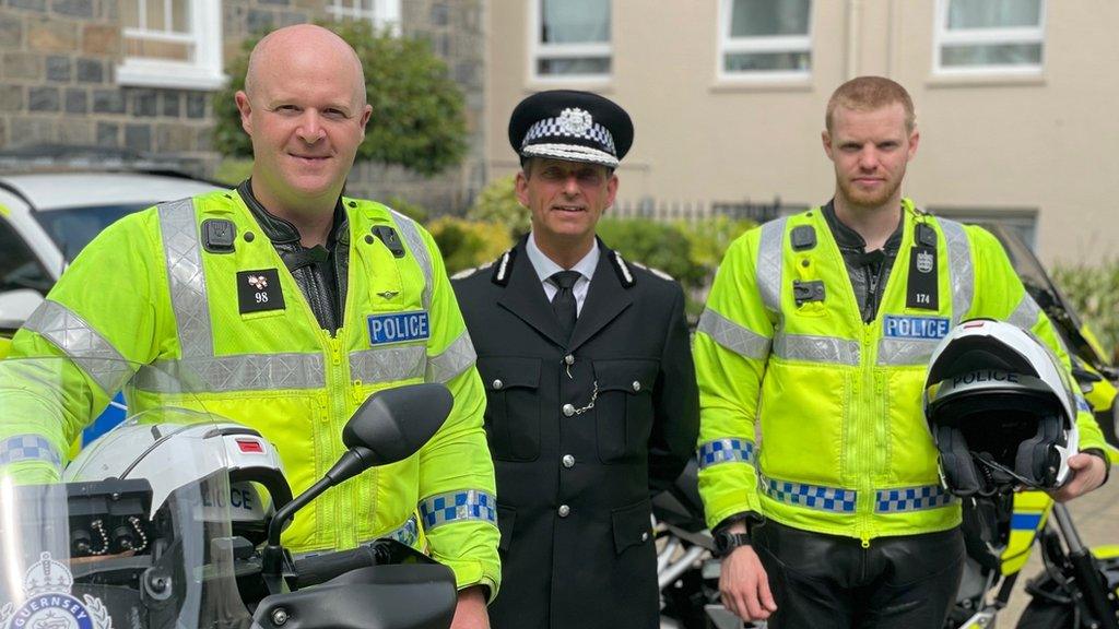 PC Mat Du Port, Chief Officer Ruari Hardy, and PC Adam Potter