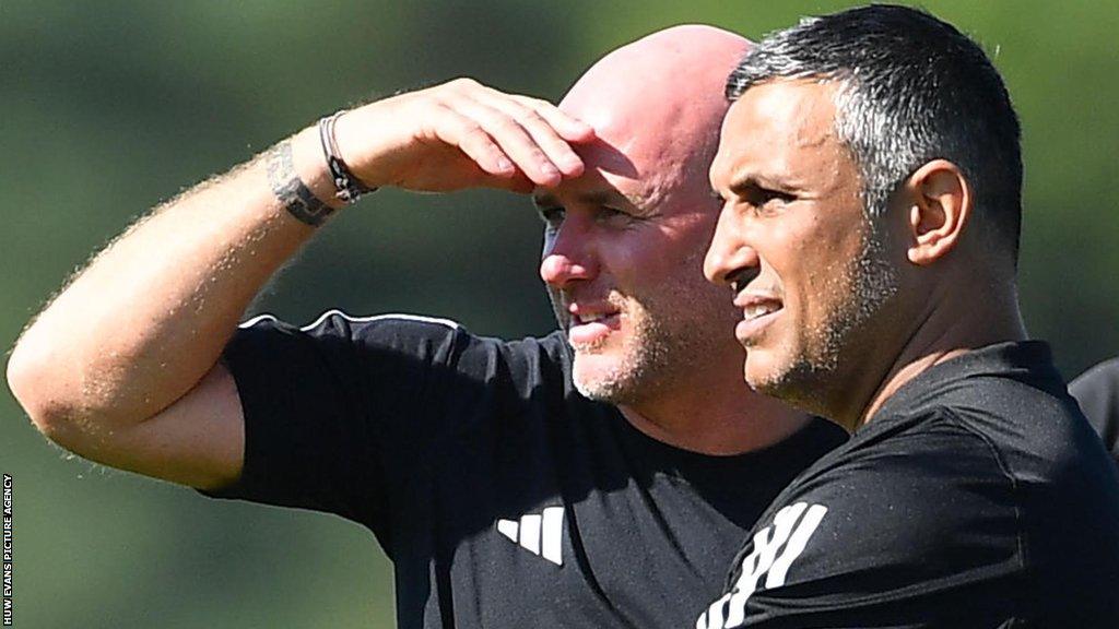 Jack Lester (right) joined Robert Page and his coaching staff on Monday