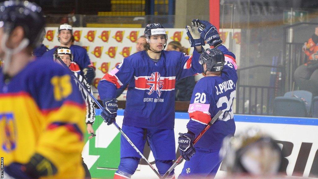 GB celebrate ice hockey win