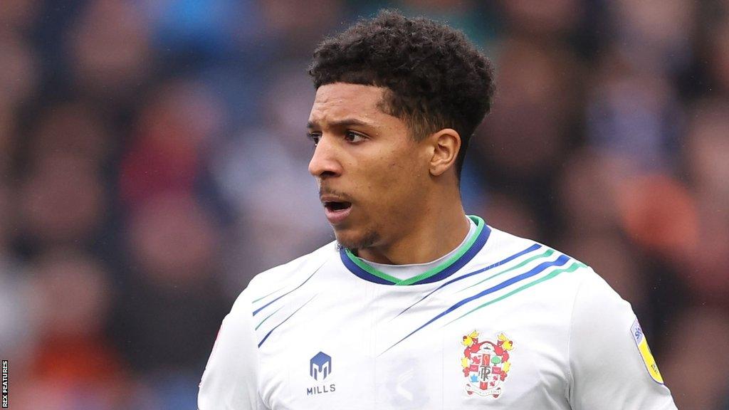 New Stockport defender Ethan Bristow playing for Tranmere