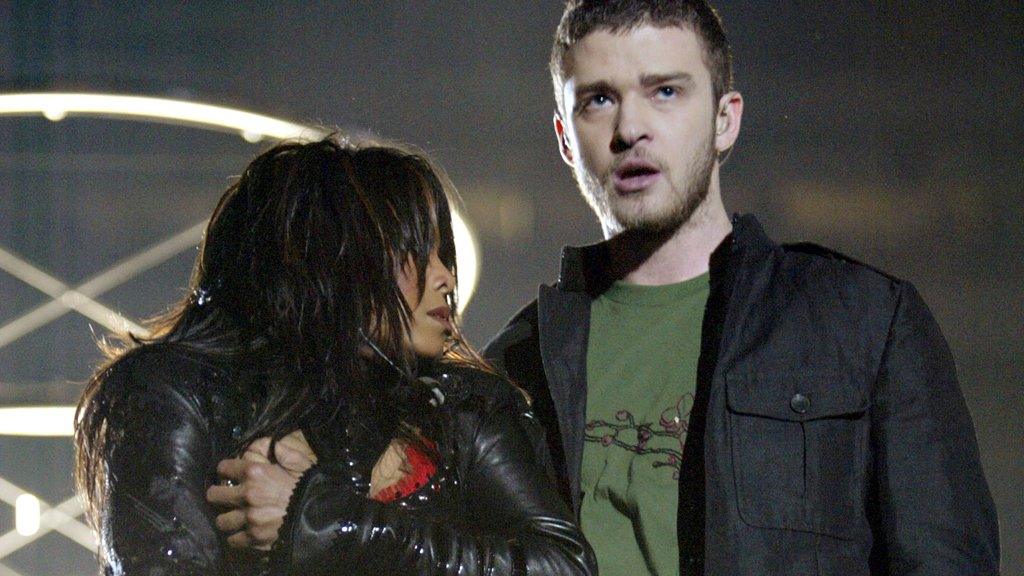 Janet Jackson and Justin Timberlake at the Super Bowl half-time show