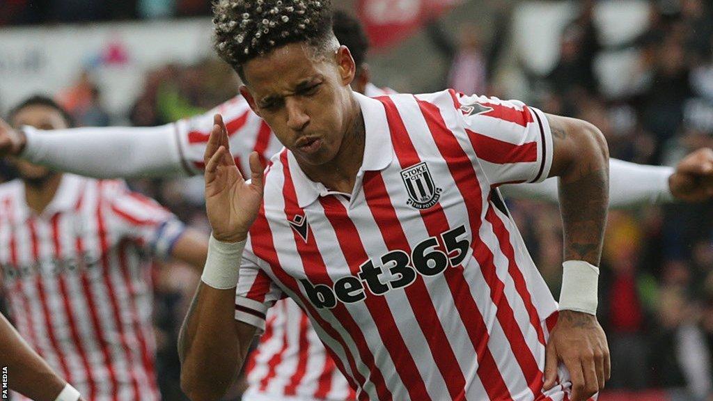 Andre Vidigal celebrates his fourth goal in three home games for Stoke City