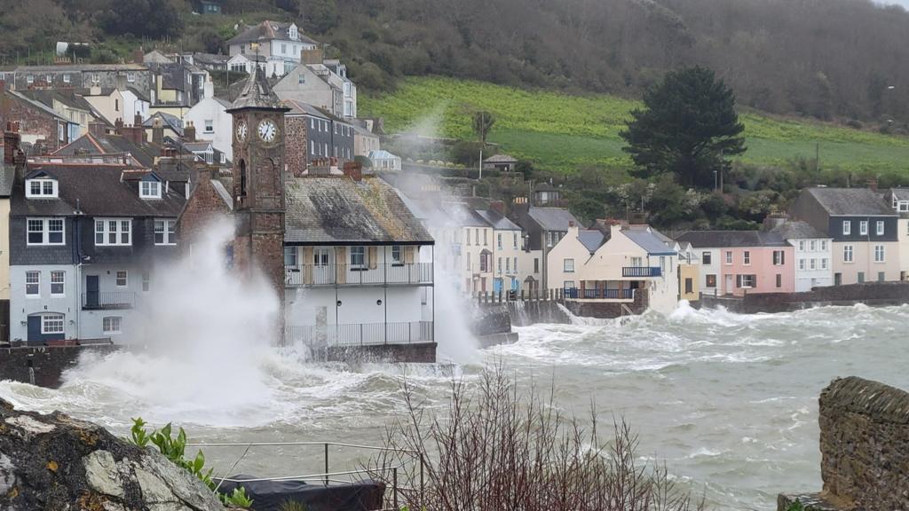 Waves crashing in Cawsand, Cornwall