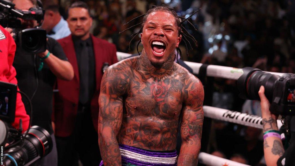 Gervonta Davis celebrates his win over Ryan Garcia in April