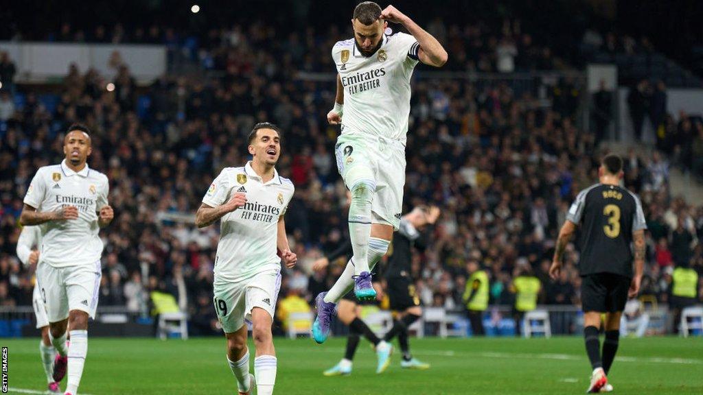 Karim Benzema celebrates