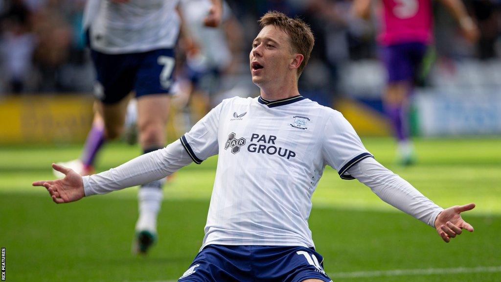 Mads Frokjaer celebrates scoring for Preston North End